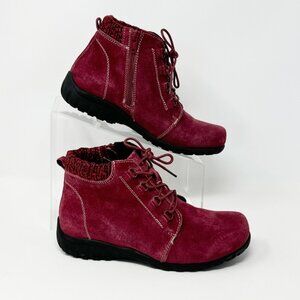 Propet Womens Burgundy Suede Leather Side Zip Snow Booties Size 6